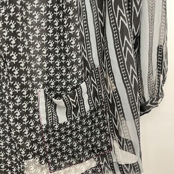 Free People Feather in the Wind Small Sheer Top Beaded Popover Pockets - Picture 3 of 8